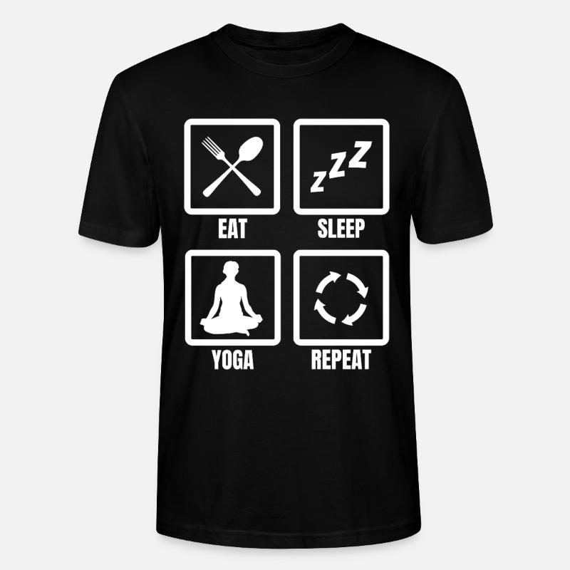 Manger dormir Yoga Répéter - T-shirt bio CRAFTER Stanley Stella Unisexe - noir