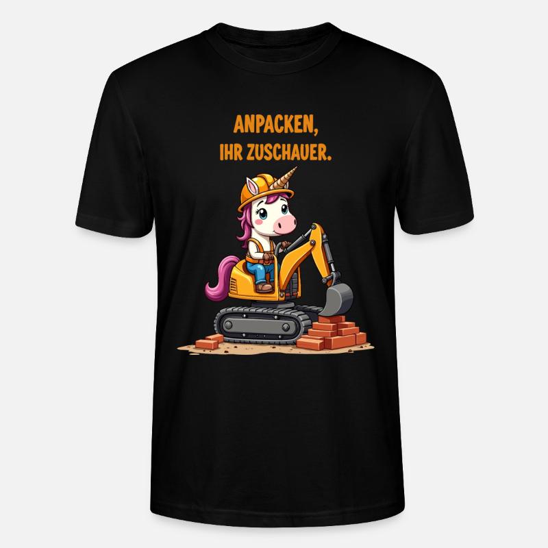 Einhorn Baggermeister - Stanley/Stella Unisex Bio-T-Shirt CRAFTER - Schwarz