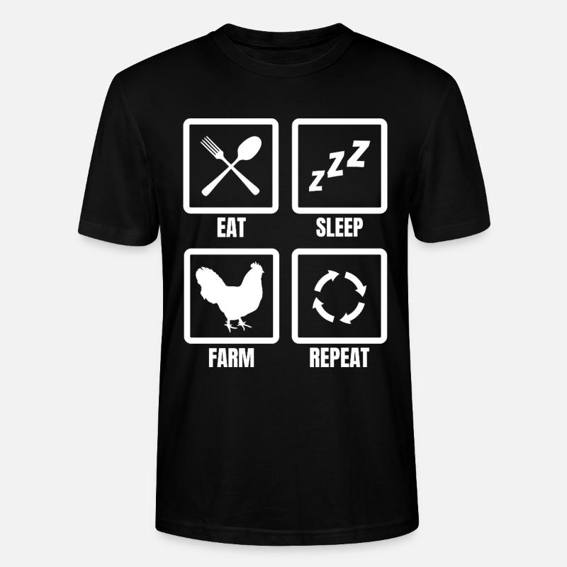 Manger Dormez Ferme Répéter - T-shirt bio CRAFTER Stanley Stella Unisexe - noir