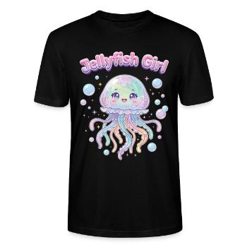 Pastel Kawaii Quallenmädchen-Ästhetik - Stanley/Stella Unisex Bio-T-Shirt CRAFTER - Schwarz - Vorne - Alina (178cm) & Michal (187cm)