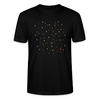 Rainbow dots pattern gift idea - Stanley/Stella CRAFTER Unisex Organic T-Shirt - black - Front - Alina (178cm) & Michal (187cm)