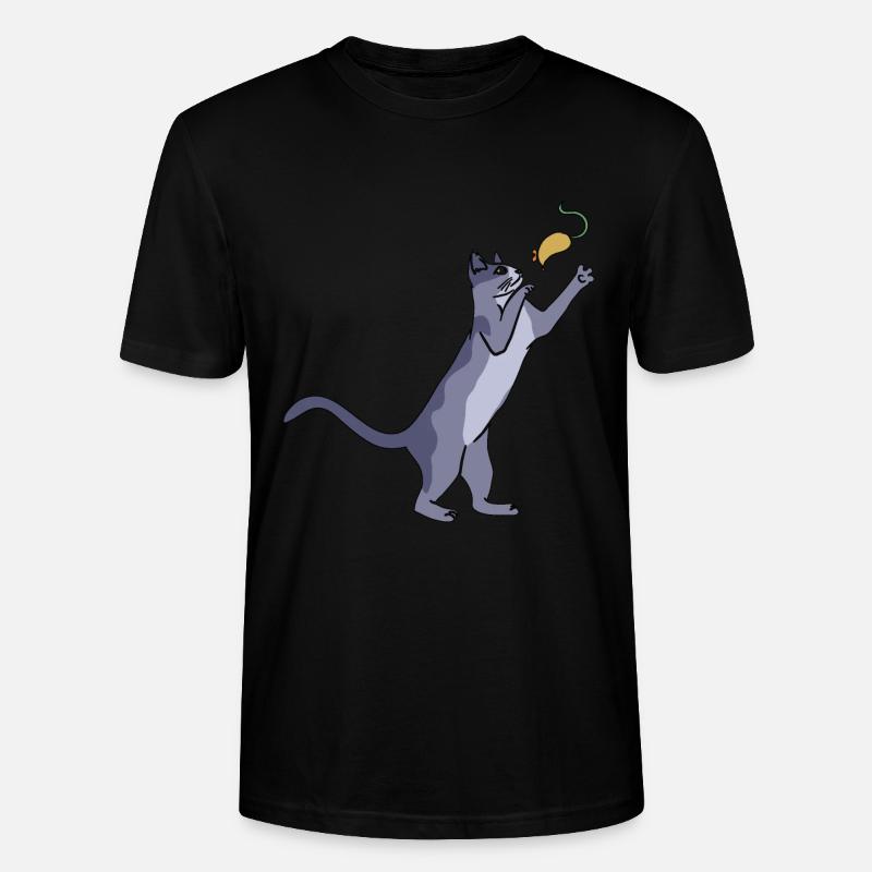 Katze mit Maus - Stanley/Stella Unisex Bio-T-Shirt CRAFTER - Schwarz