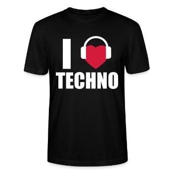 I LOVE TECHNO 1 - T-shirt bio CRAFTER Stanley Stella Unisexe - noir - Devant - Alina (178cm) & Michal (187cm)