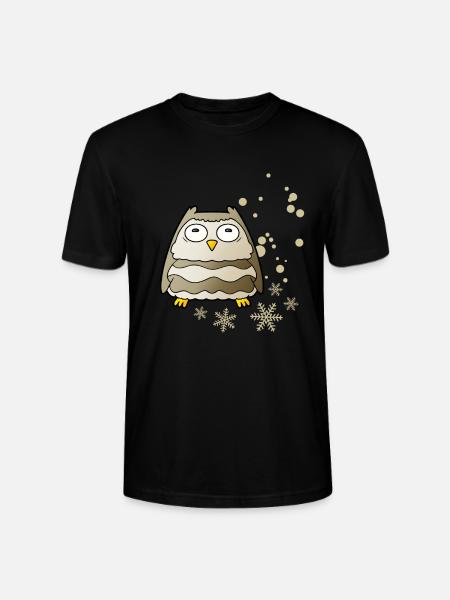 Herzige Eule mit Schneeflocken - Stanley/Stella Unisex Bio-T-Shirt CRAFTER - Schwarz