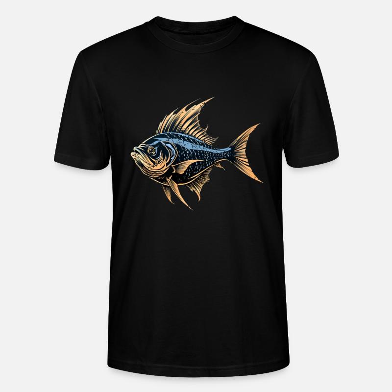 Fish retro style - Stanley/Stella Unisex Bio-T-Shirt CRAFTER - Schwarz