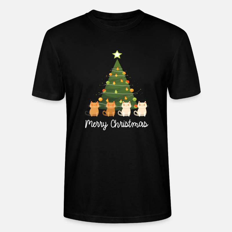 Joyeux Noël 4 chats - T-shirt bio CRAFTER Stanley Stella Unisexe - noir