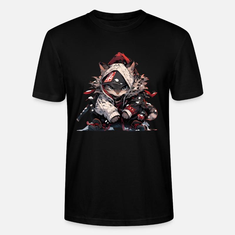 Cute Samurai Cat - Stanley/Stella CRAFTER Unisex Organic T-Shirt - black