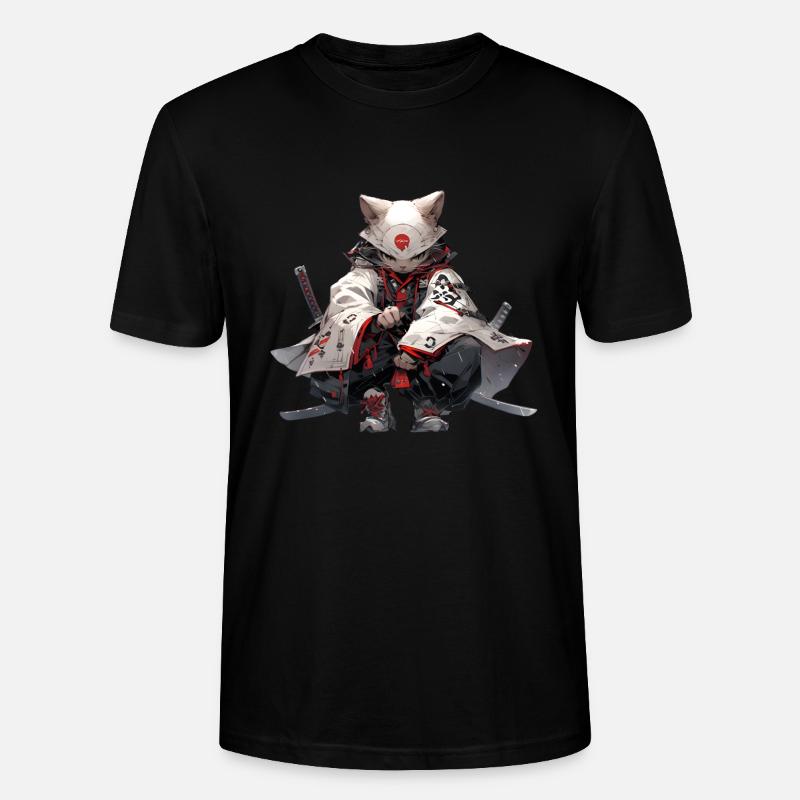 Samurai cat - Stanley/Stella Unisex Bio-T-Shirt CRAFTER - Schwarz
