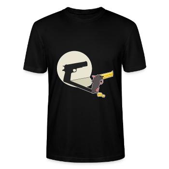 Schattenspiel Ratte Pistole Waffe lustig Geschenk - Stanley/Stella Unisex Bio-T-Shirt CRAFTER - Schwarz - Vorne - Alina (178cm) & Michal (187cm)