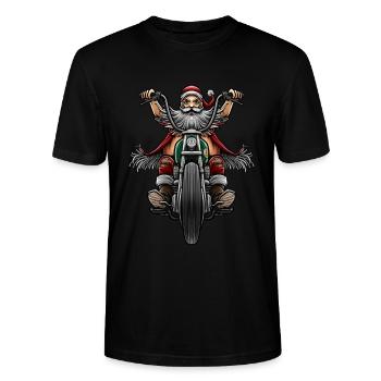 Santa Santa Motorfiets Biker Gift - Stanley/Stella Uniseks bio-T-shirt CRAFTER - zwart - Voor - Alina (178cm) & Michal (187cm)