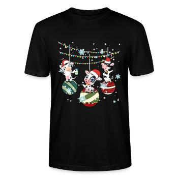 Kuh Kühe Landwirt Bauer Weihnachten Geschenk - Stanley/Stella Unisex Bio-T-Shirt CRAFTER - Schwarz - Vorne - Alina (178cm) & Michal (187cm)