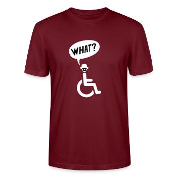 Wheelchair - What? - Stanley/Stella CRAFTER Unisex Organic T-Shirt - burgundy - Front - Alina (178cm) & Michal (187cm)