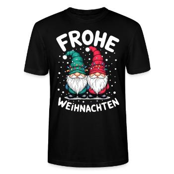 Gnom Frohe Weihnachten Wichtel niedlich Zwerg - Stanley/Stella Unisex Bio-T-Shirt CRAFTER - Schwarz - Vorne - Alina (178cm) & Michal (187cm)