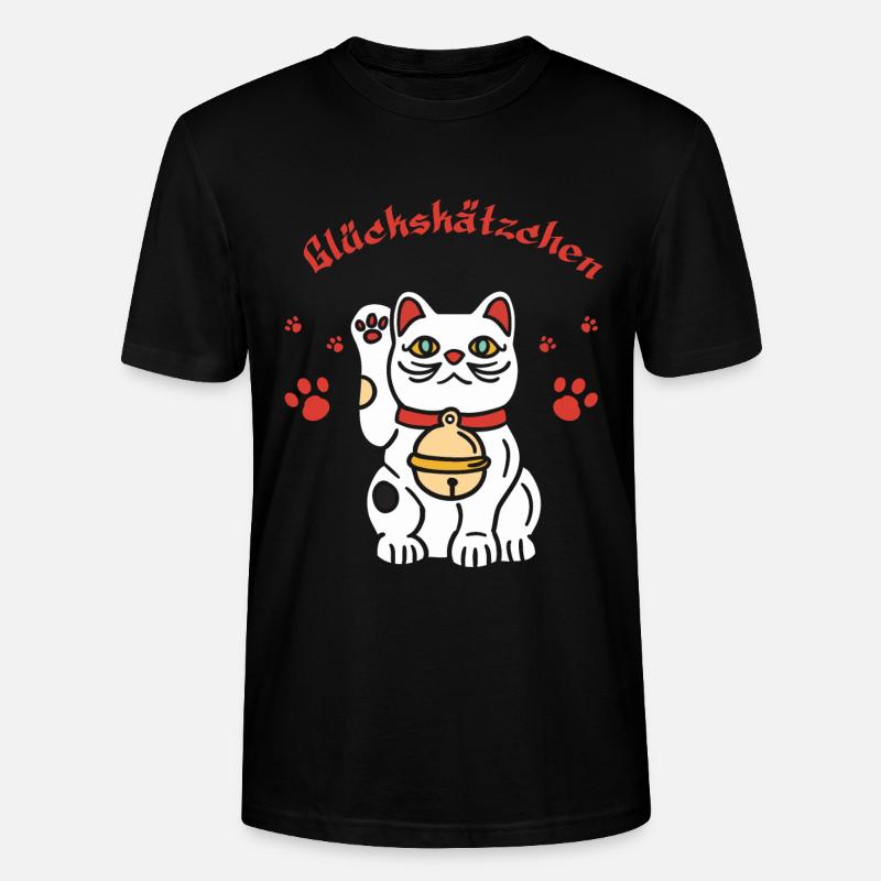 Glückskätzchen-süßes Winkekatzedesign - Stanley/Stella Unisex Bio-T-Shirt CRAFTER - Schwarz