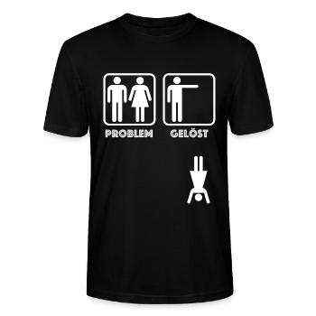 Problem gelöst | lustige Sprüche, Sarkasmus - Stanley/Stella Unisex Bio-T-Shirt CRAFTER - Schwarz - Vorne - Alina (178cm) & Michal (187cm)