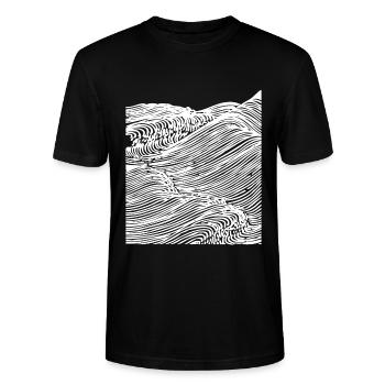 Waves of the Sea - 01 - Stanley/Stella CRAFTER Unisex Organic T-Shirt - black - Front - Alina (178cm) & Michal (187cm)