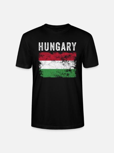 Hungary Flag Distressed - Hungarian Flag - Stanley/Stella CRAFTER Unisex Organic T-Shirt - black