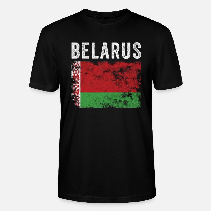 Belarus Flag Distressed Belarusian Flag - Stanley/Stella CRAFTER Unisex Organic T-Shirt - black