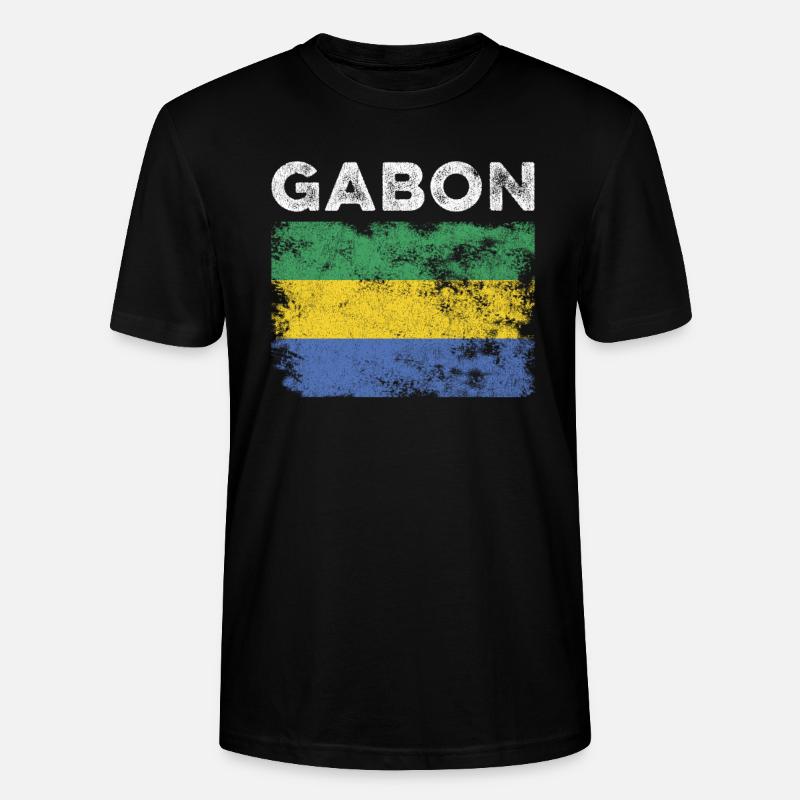 Gabon Flag Distressed - Drapeau gabonais - T-shirt bio CRAFTER Stanley Stella Unisexe - noir