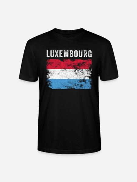 Luxembourg Flag Distressed - Stanley/Stella CRAFTER Unisex Organic T-Shirt - black