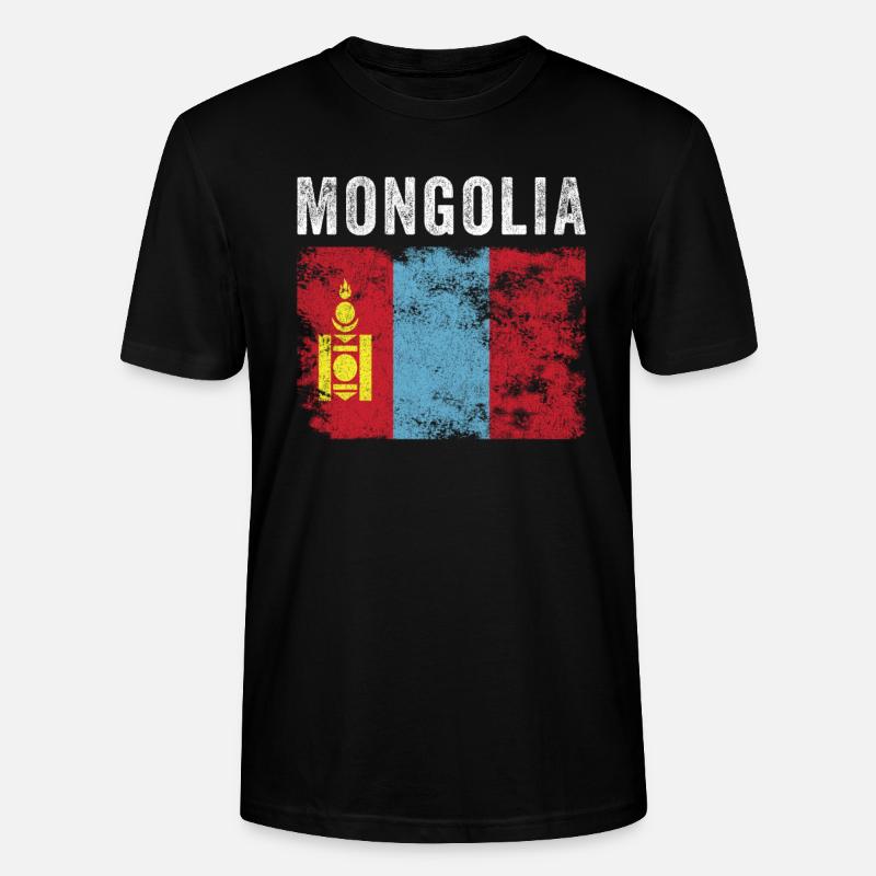 Mongolei Flagge Distressed Mongolische Flagge - Stanley/Stella Unisex Bio-T-Shirt CRAFTER - Schwarz