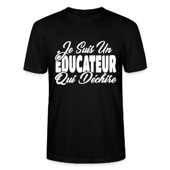 educateur qui déchire - T-shirt bio CRAFTER Stanley Stella Unisexe - noir - Devant - Alina (178cm) & Michal (187cm)