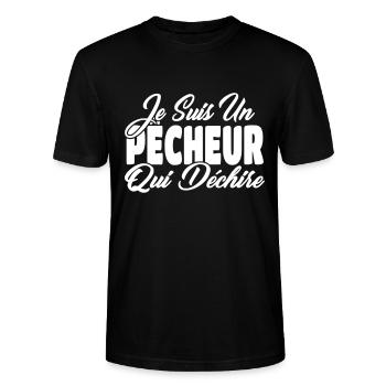 pêcheur qui déchire - T-shirt bio CRAFTER Stanley Stella Unisexe - noir - Devant - Alina (178cm) & Michal (187cm)