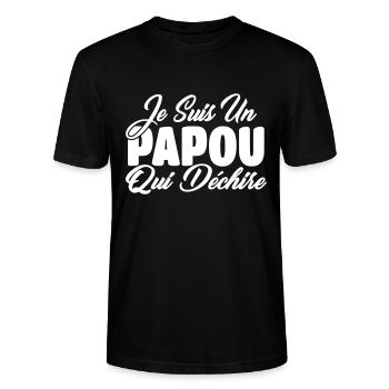 papou qui déchire - T-shirt bio CRAFTER Stanley Stella Unisexe - noir - Devant - Alina (178cm) & Michal (187cm)