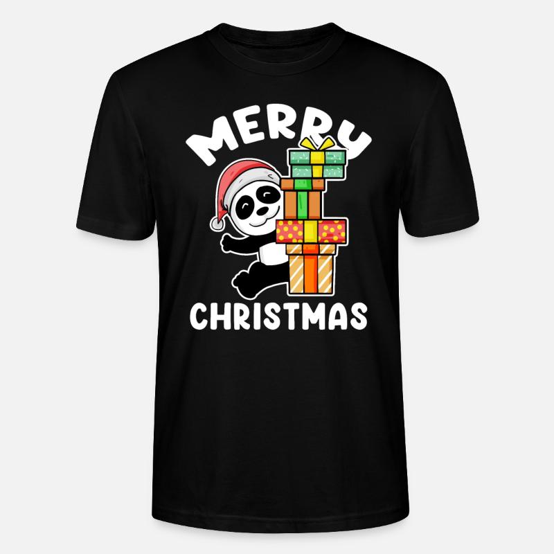 Joyeux panda de Noël - T-shirt bio CRAFTER Stanley Stella Unisexe - noir