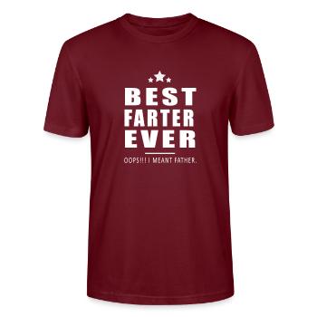best farter father ever - Stanley/Stella CRAFTER Unisex Organic T-Shirt - burgundy - Front - Alina (178cm) & Michal (187cm)