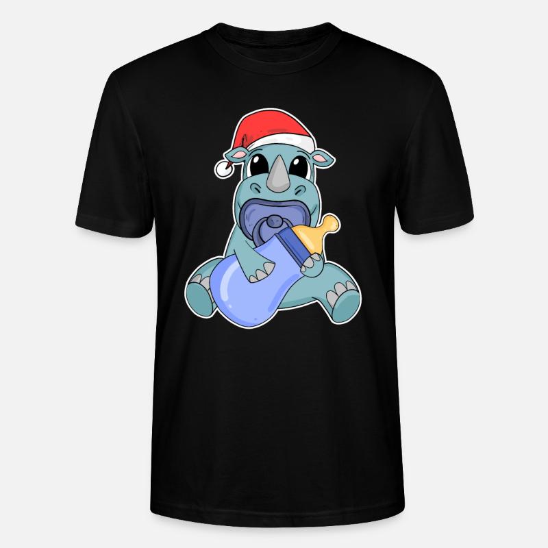 Rhinocéros bébé Noël - T-shirt bio CRAFTER Stanley Stella Unisexe - noir