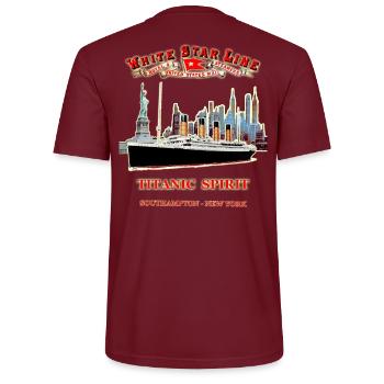 TITANIC FANTOME IN NEW YORK L. RUNEMBERG © Adagp - Stanley/Stella CRAFTER Unisex Organic T-Shirt - burgundy - Back - Michal (187cm)