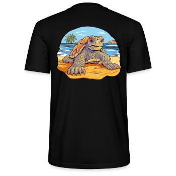 Schildkröte am Strand Illustration - Stanley/Stella Unisex Bio-T-Shirt CRAFTER - Schwarz - Hinten - Michal (187cm)