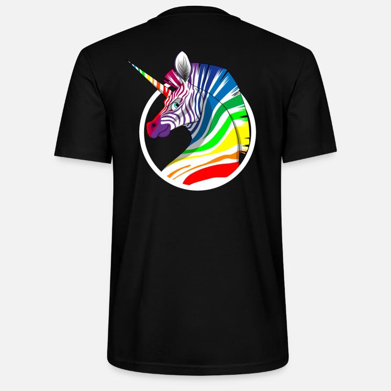Regenbogen Einhorn Zebra - Stanley/Stella Unisex Bio-T-Shirt CRAFTER - Schwarz