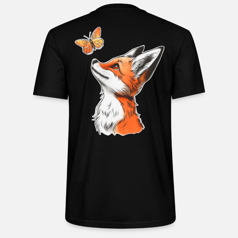 Fuchs mit Schmetterling - Stanley/Stella Unisex Bio-T-Shirt CRAFTER - Schwarz