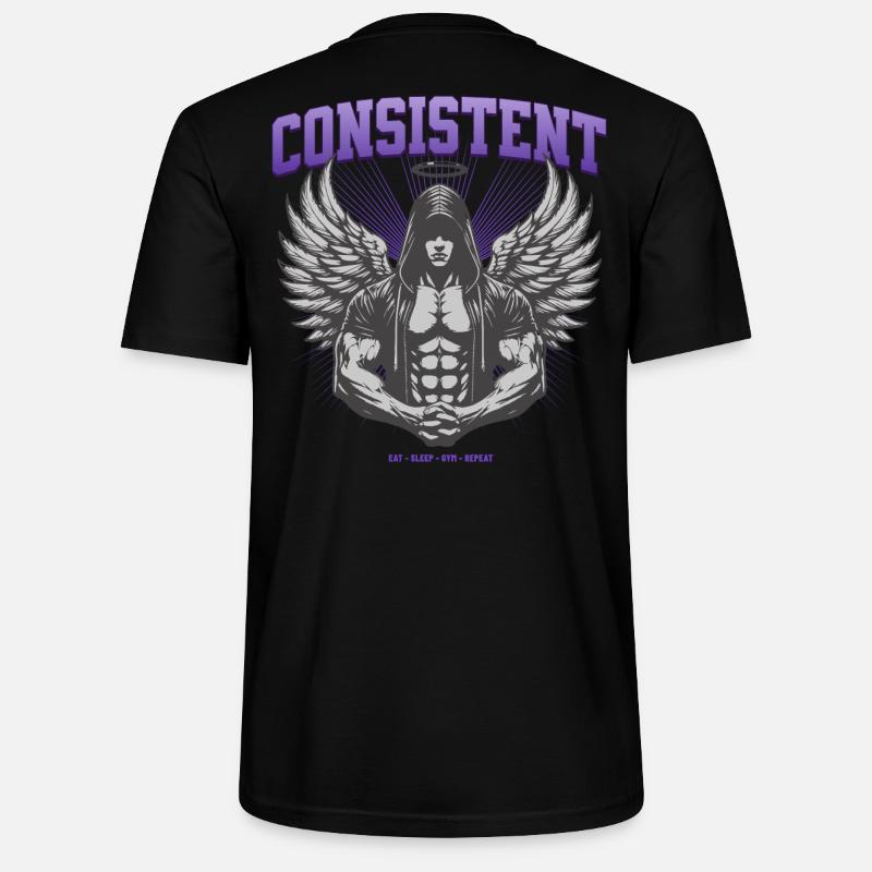 Consistent Gym Engel Design - Eat Sleep Gym Repeat - Stanley/Stella Unisex Bio-T-Shirt CRAFTER - Schwarz