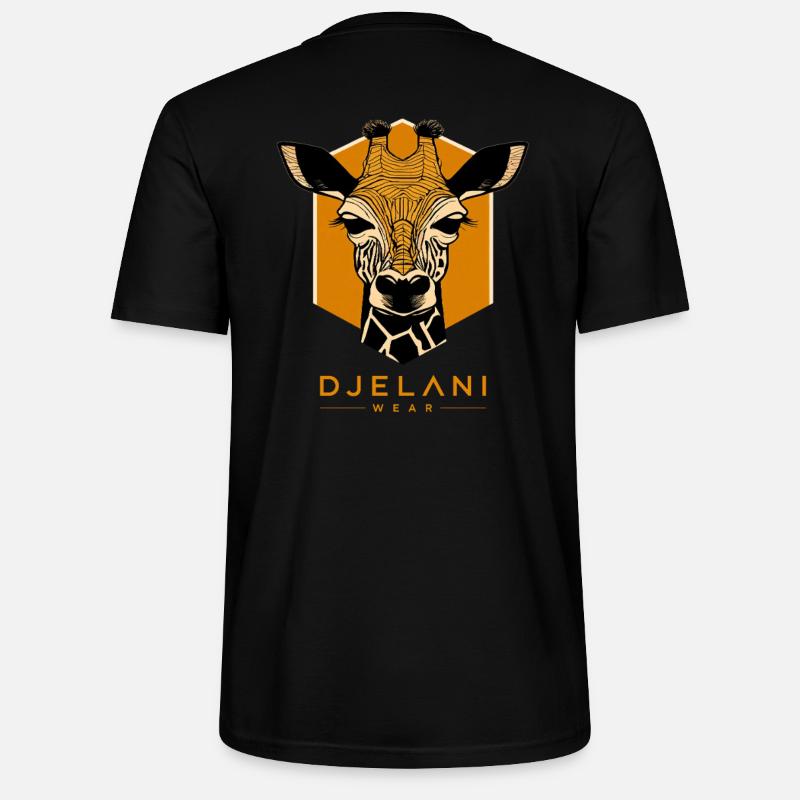 Geometric Giraffe in Ochre - Stanley/Stella CRAFTER Unisex Organic T-Shirt - black