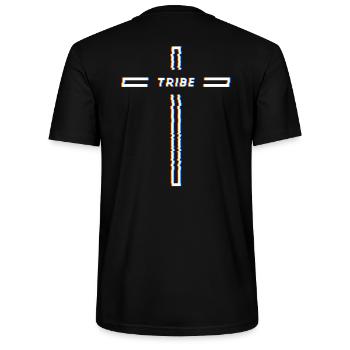 Tekno Tribe Cross – Teuf Free Party Rave - Stanley/Stella Unisex Bio-T-Shirt CRAFTER - Schwarz - Hinten - Michal (187cm)