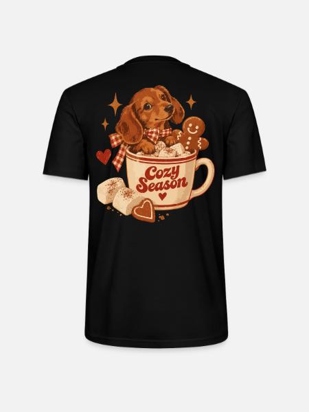 Cozy Season Dachshund - Stanley/Stella Unisex Bio-T-Shirt CRAFTER - Schwarz