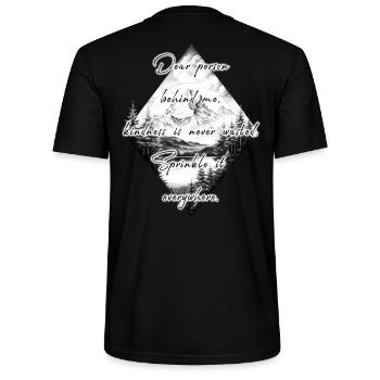 Spruch für die Person Hinter Dir Freundlichkeit - Stanley/Stella Unisex Bio-T-Shirt CRAFTER - Schwarz - Hinten - Michal (187cm)