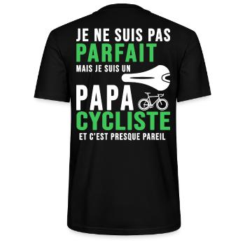 papa cycliste humour vélo velo vélos velos - T-shirt bio CRAFTER Stanley Stella Unisexe - noir - Dos - Michal (187cm)