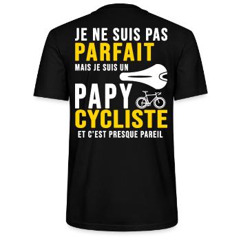 papy cycliste humour vélo velo vélos velos - T-shirt bio CRAFTER Stanley Stella Unisexe - noir - Dos - Michal (187cm)
