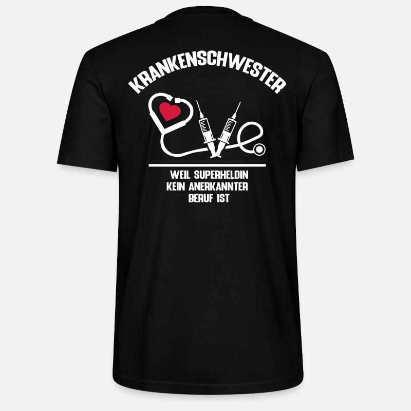 Krankenschwester Superheldin Beruf Medizin - Stanley/Stella Unisex Bio-T-Shirt CRAFTER - Schwarz