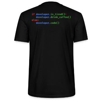 Code Python Programmation Café Fatigué Drôle - T-shirt bio CRAFTER Stanley Stella Unisexe - noir - Dos - Michal (187cm)