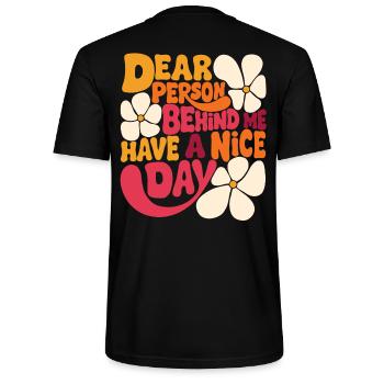 Chère personne derrière moi, bonne journée. - T-shirt bio CRAFTER Stanley Stella Unisexe - noir - Dos - Michal (187cm)