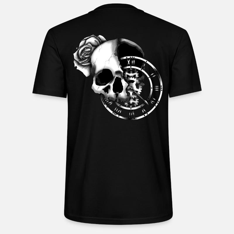 Skull and Clock - Stanley/Stella Unisex Bio-T-Shirt CRAFTER - Schwarz