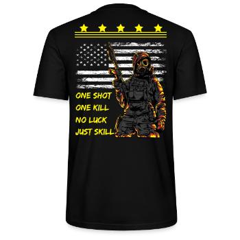 Un seul coup. Un seul tuer. Pas de chance. Juste Skil. - T-shirt bio CRAFTER Stanley Stella Unisexe - noir - Dos - Michal (187cm)
