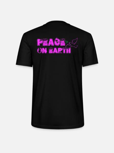 Peace on Earth with Bird pink - Stanley/Stella CRAFTER Unisex Organic T-Shirt - black