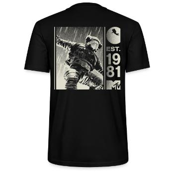 MTV Astronaut Est. 1981 Cooles Design Rückendesign - Stanley/Stella Unisex Bio-T-Shirt CRAFTER - Schwarz - Hinten - Michal (187cm)