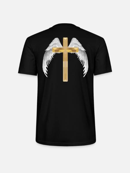Polygon cross with wing - Stanley/Stella CRAFTER Unisex Organic T-Shirt - black